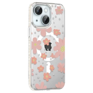 USLUCAN ALIŞVERİŞ Apple iPhone 15 Floral Magsafe Kapak - Pembe