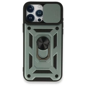 USLUCAN ALIŞVERİŞ Apple iPhone 15 Pro Kılıf Pars Lens Yüzüklü Silikon - Yeşil