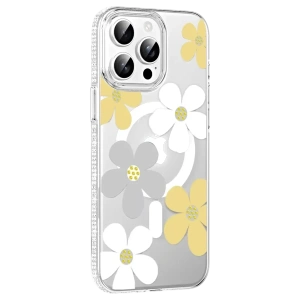USLUCAN ALIŞVERİŞ Apple iPhone 15 Pro Max Floral Magsafe Kapak - Sarı