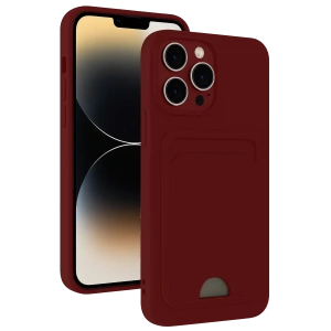 USLUCAN ALIŞVERİŞ Apple iPhone 15 Pro Max Kılıf Kelvin Kartvizitli Silikon - Bordo