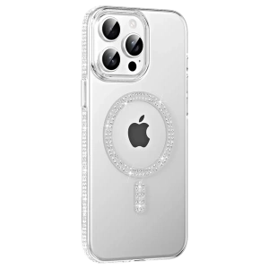 USLUCAN ALIŞVERİŞ Apple iPhone 15 Pro Move Taşlı Magsafe Kapak - Natural Grey