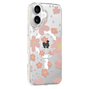 USLUCAN ALIŞVERİŞ Apple iPhone 16 Floral Magsafe Kapak - Pembe