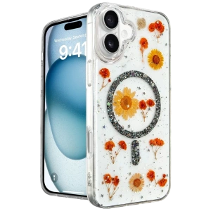 USLUCAN ALIŞVERİŞ Apple iPhone 16 Kılıf Daisy Simli Magsafe Kapak - Siyah