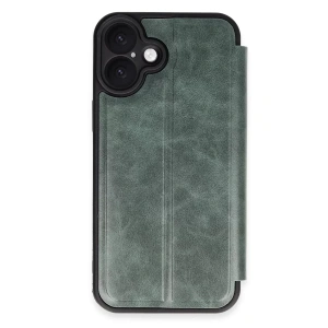 USLUCAN ALIŞVERİŞ Apple iPhone 16 Kılıf Flip Cover - Koyu Yeşil
