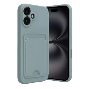 USLUCAN ALIŞVERİŞ Apple iPhone 16 Kılıf Kelvin Kartvizitli Silikon - Açık Yeşil