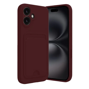 USLUCAN ALIŞVERİŞ Apple iPhone 16 Kılıf Kelvin Kartvizitli Silikon - Bordo