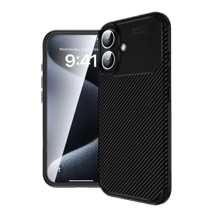USLUCAN ALIŞVERİŞ Apple iPhone 16 Plus Kılıf Auto Focus Karbon Kapak - Siyah