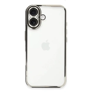 USLUCAN ALIŞVERİŞ Apple iPhone 16 Plus Kılıf Lensli Silikon - Gümüş