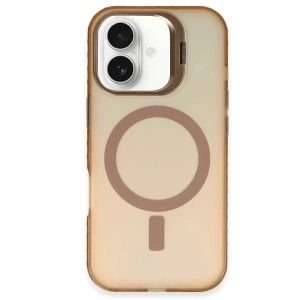 USLUCAN ALIŞVERİŞ Apple iPhone 16 Plus Kılıf Primera Magsafe Standlı Kapak - Gold