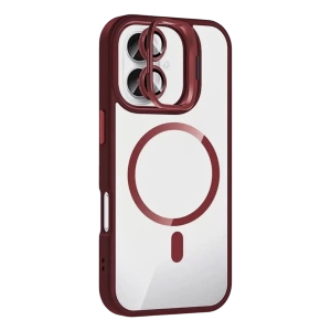 USLUCAN ALIŞVERİŞ Apple iPhone 16 Plus Remim Lensli Magsafe Standlı Kapak - Bordo