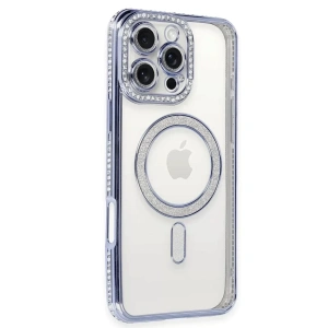 USLUCAN ALIŞVERİŞ Apple iPhone 16 Pro Kılıf Joke Simli Magneticsafe Kılıf - Mavi