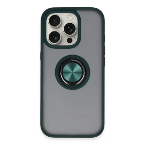 USLUCAN ALIŞVERİŞ Apple iPhone 16 Pro Kılıf Montreal Yüzüklü Silikon Kapak - Yeşil