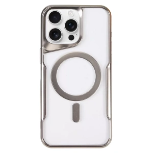 USLUCAN ALIŞVERİŞ Apple iPhone 16 Pro Max Kılıf Boyi Magsafe Silikon Kapak - Gümüş