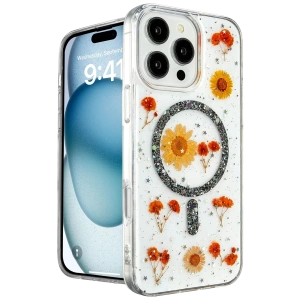 USLUCAN ALIŞVERİŞ Apple iPhone 16 Pro Max Kılıf Daisy Simli Magsafe Kapak - Siyah
