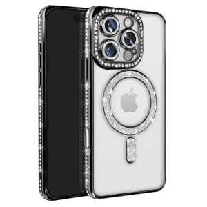 USLUCAN ALIŞVERİŞ Apple iPhone 16 Pro Max Kılıf Joke Simli Magneticsafe Kılıf - Siyah