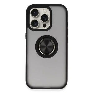 USLUCAN ALIŞVERİŞ Apple iPhone 16 Pro Max Kılıf Montreal Yüzüklü Silikon Kapak - Siyah