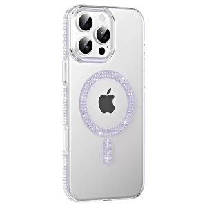 USLUCAN ALIŞVERİŞ Apple iPhone 16 Pro Move Taşlı Magsafe Kapak - Lila
