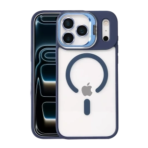 USLUCAN ALIŞVERİŞ Apple iPhone 17 Pro Max Remim Lensli Magsafe Standlı Kapak - Lacivert