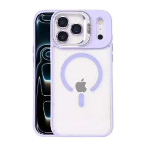 USLUCAN ALIŞVERİŞ Apple iPhone 17 Pro Max Remim Lensli Magsafe Standlı Kapak - Lila