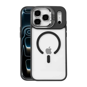 USLUCAN ALIŞVERİŞ Apple iPhone 17 Pro Max Remim Lensli Magsafe Standlı Kapak - Siyah
