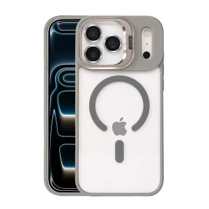 USLUCAN ALIŞVERİŞ Apple iPhone 17 Pro Max Remim Lensli Magsafe Standlı Kapak - Titan Gri