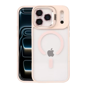 USLUCAN ALIŞVERİŞ Apple iPhone 17 Pro Remim Lensli Magsafe Standlı Kapak - Pembe