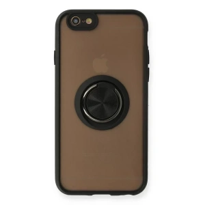 USLUCAN ALIŞVERİŞ Apple iPhone 6 Kılıf Montreal Yüzüklü Silikon Kapak - Siyah