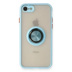 USLUCAN ALIŞVERİŞ Apple iPhone 7 Kılıf Montreal Yüzüklü Silikon Kapak - Buz Mavi
