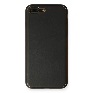 USLUCAN ALIŞVERİŞ Apple iPhone 7 Plus Kılıf Coco Deri Silikon Kapak - Siyah