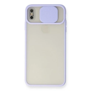 USLUCAN ALIŞVERİŞ Apple iPhone X Kılıf Palm Buzlu Kamera Sürgülü Silikon - Lila