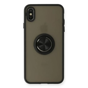 USLUCAN ALIŞVERİŞ Apple iPhone XS Max Kılıf Montreal Yüzüklü Silikon Kapak - Siyah