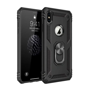 USLUCAN ALIŞVERİŞ Apple iPhone XS Max Kılıf Sofya Yüzüklü Silikon Kapak - Siyah