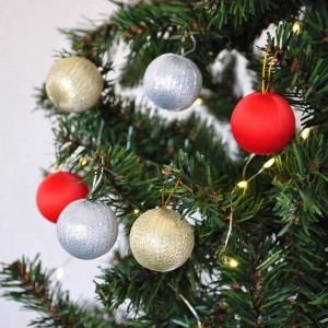 USLUCAN ALIŞVERİŞ Asorti Simli Ağaç Süsleme Topları 6lı - 4cm -