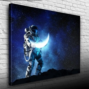USLUCAN ALIŞVERİŞ Ay Taşıyan Astronot Soyut Kanvas Tablo 50 x 70