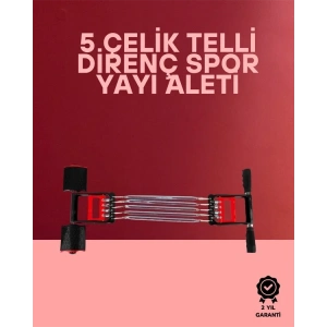 USLUCAN ALIŞVERİŞ Ayarlanabilir Elastik Yaylı Ergonomik Tasarımlı Kas Güçlendirme Seti