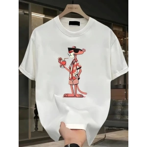 USLUCAN ALIŞVERİŞ Baskılı Oversize Bisiklet Yaka T-shirt - Beyaz