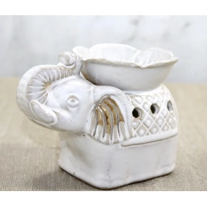 USLUCAN ALIŞVERİŞ Beyaz Seramik Filli Buhurdanlık