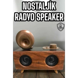 USLUCAN ALIŞVERİŞ Bluetooth Hoparlör Ahşap Klasik Retro Gramofon Bluetooth Müzik Kutusu