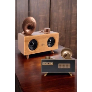 USLUCAN ALIŞVERİŞ Bluetooth Hoparlör Ahşap Klasik Retro Gramofon Bluetooth Müzik Kutusu