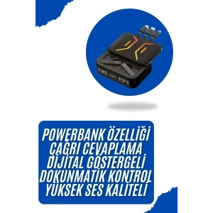 USLUCAN ALIŞVERİŞ Bluetooth Kulaklık Dahili Powerbank Kablolu Düşük Gecikmeli Bluetooth 5.2