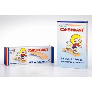 USLUCAN ALIŞVERİŞ Cansinbant Bez Yarabandı 10 lu 1 Paket 1,9 x 7,2 cm Fabric First Aid Plaster