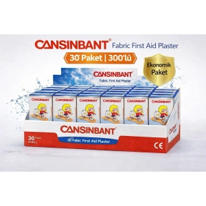 USLUCAN ALIŞVERİŞ Cansinbant Bez Yarabandı 10 lu 30 Paket 1,9 x 7,2 cm Fabric First Aid Plaster