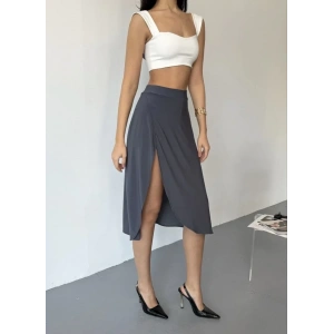 USLUCAN ALIŞVERİŞ Cepli Şortlu Yırtmaçlı Etek - Siyah