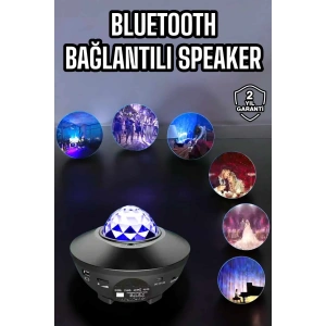 USLUCAN ALIŞVERİŞ Çocuklara Özel Şarjlı Bluetooth Hoparlör Parti Led Lambası Yıldızlı Projeksiyon