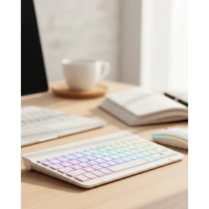 USLUCAN ALIŞVERİŞ Çoklu Cihaz Uyumlu Kablosuz Klavye Mouse Seti Aydınlatmalı