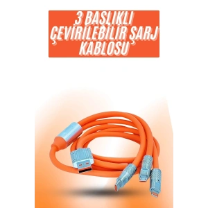 USLUCAN ALIŞVERİŞ Çoklu Şarj Kablosu USB Type-C İOS Uyumlu 120W Hızlı Şarj Kablosu