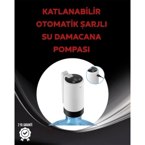 USLUCAN ALIŞVERİŞ Damacana Üstü Akıllı Su Pompası | 3 Damacana Kullanım | 4W Güç | Micro USB Şarjlı | Katlanabilir & Taşınabilir