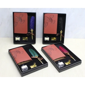 USLUCAN ALIŞVERİŞ Deri Defterli Divit Hokka Seti Model 2