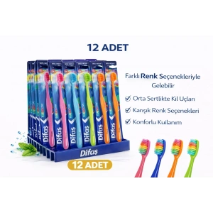 USLUCAN ALIŞVERİŞ Difas Rainbow Orta Sert Diş Fırçası Medium 12ADET