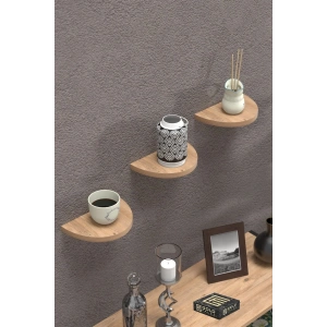 USLUCAN ALIŞVERİŞ Duvar Rafı Dekoratif 3 Adet Çiçeklik Oval Ceviz